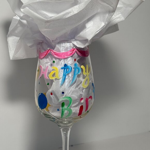 Hand Painted Happy Birthday Wine Glass by De-Lite - Picture 7 of 13